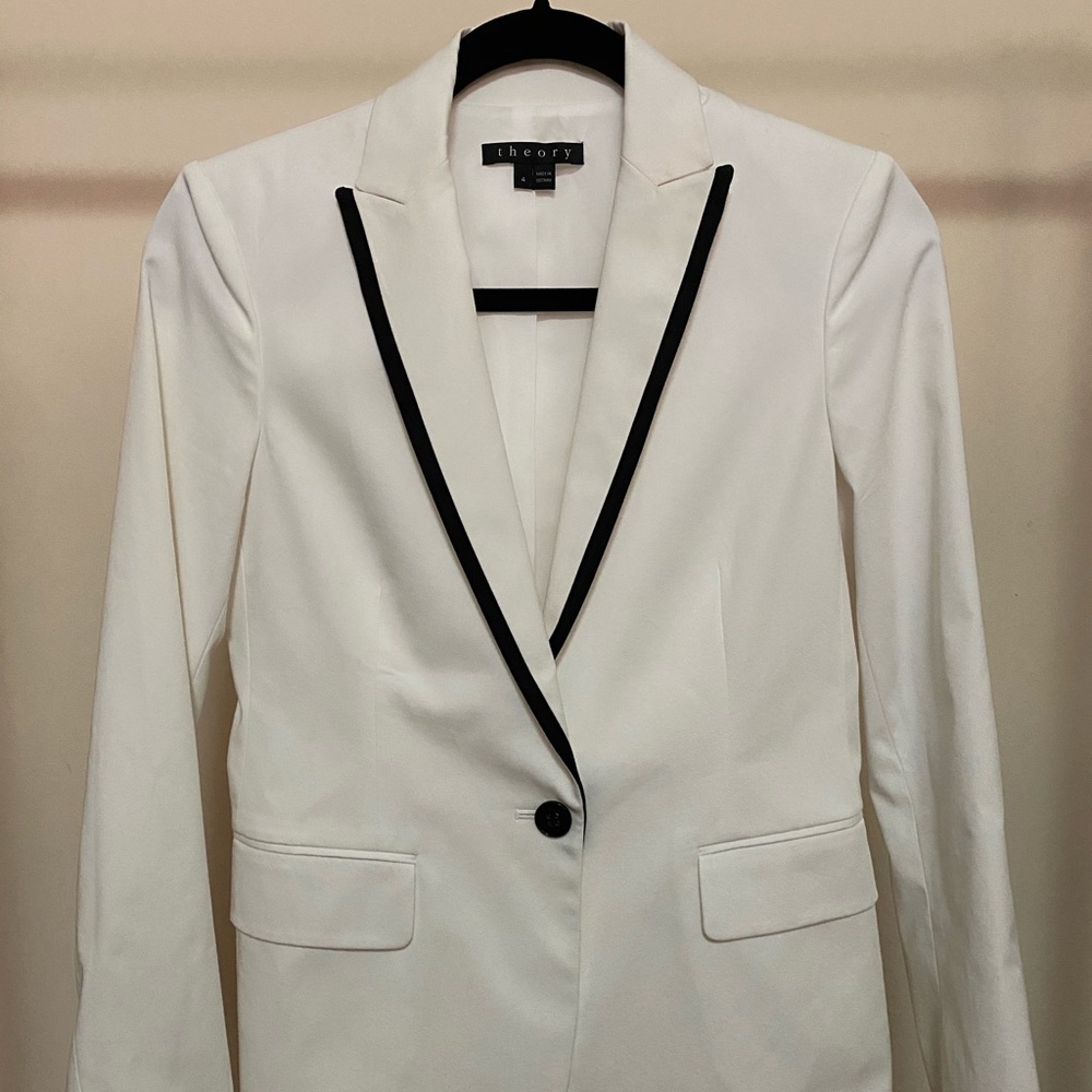 Theory’s White With Black Trims Blazer